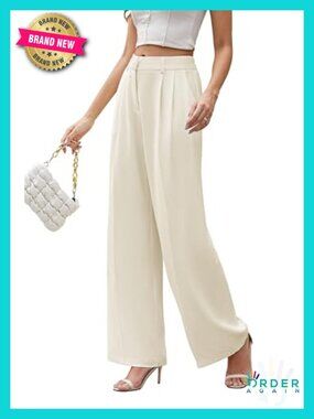 Wide Leg Work Pants High Waist Business Outfits Office Dress Pants Stretchy